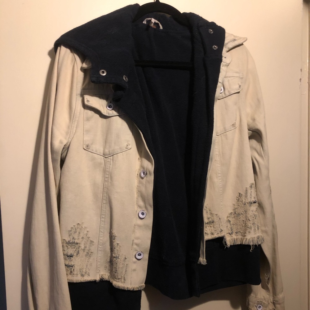 Free People Hoodie Jean Jacket